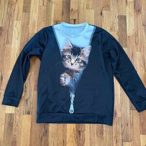 Cat Crewneck Long Sleeved Size Large